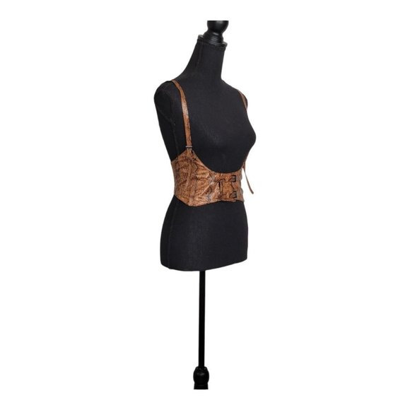 Women Palomino Snakeskin Print Leather Suspender Harness Belt Brown - Picture 3 of 4
